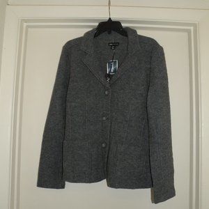 NWT JNY Jones New York Gray Wool Sweater Suit Jacket Cardigan Sz Large